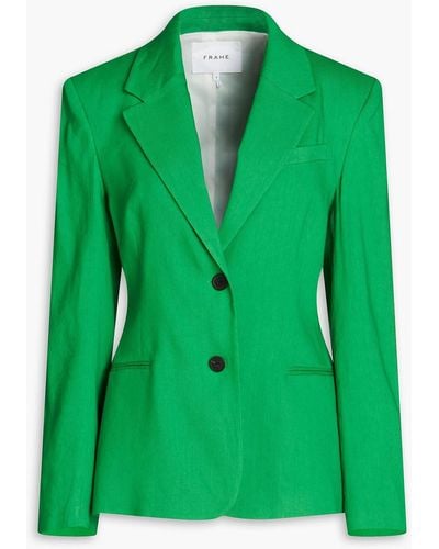 FRAME The Femme Linen-blend Blazer - Green