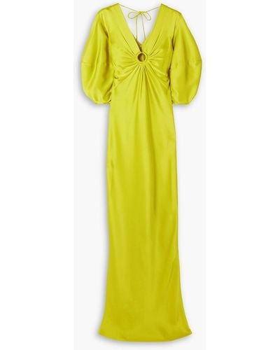 Stella McCartney Cutout Satin Maxi Dress - Yellow