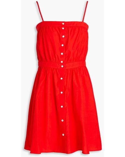 American Vintage Otbeach Lyocell And Cotton-blend Poplin Mini Dress - Red