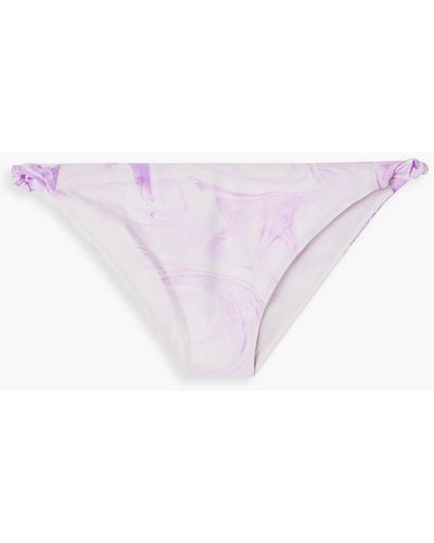 Ganni Twisted Printed Low-rise Bikini Briefs - Purple