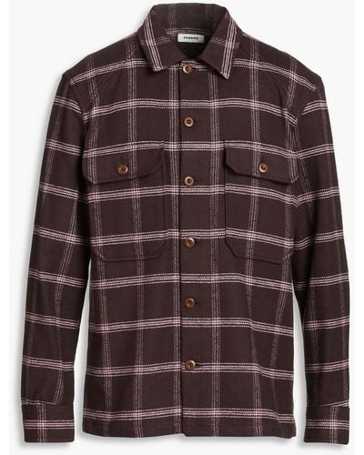 Sandro Checked Cotton And Wool-blend Twill Shirt - Brown