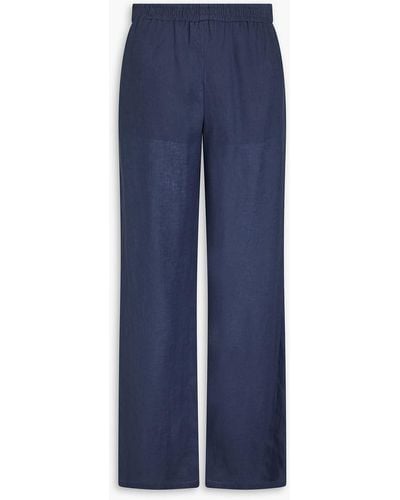 Emporio Armani Linen Wide-leg Trousers - Blue