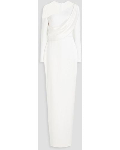 Rasario Draped Lace-paneled Crepe Gown - White
