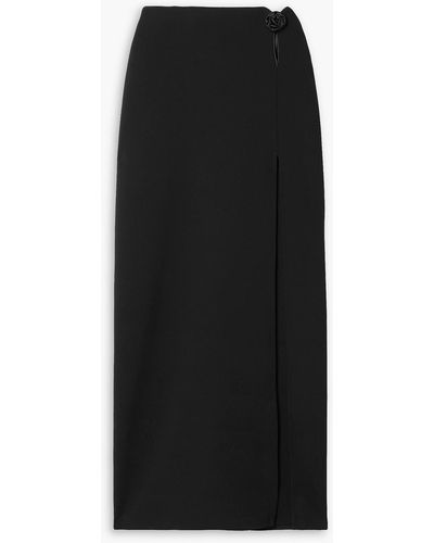 Magda Butrym Appliquéd Satin-trimmed Stretch-wool Crepe Maxi Skirt - Black