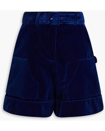 Simone Rocha Cotton-velvet Shorts - Blue