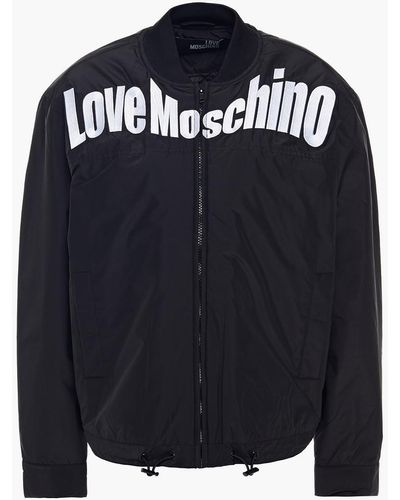 Love Moschino Embroidered Shell Bomber Jacket - Black