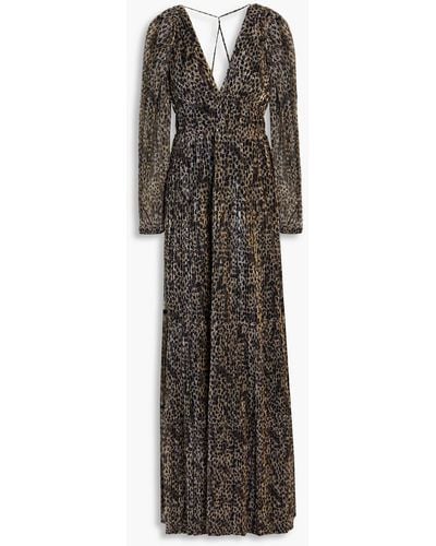 Ba&sh Lina Metallic Leopard-print Tulle Maxi Dress - Multicolour