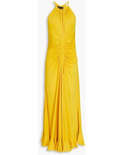 Proenza Schouler Cutout Ruched Jersey Maxi Dress - Yellow