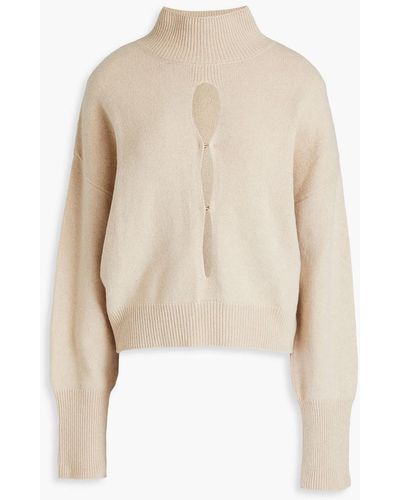 Zeynep Arcay Cutout Cashmere And Wool-blend Turtleneck Sweater - Natural