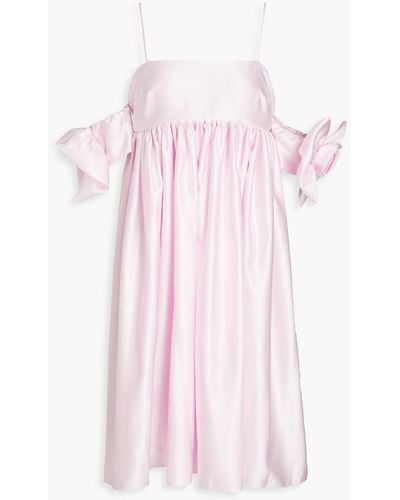 Vivetta Cold-shoulder Bow-embellished Satin Dress - Pink