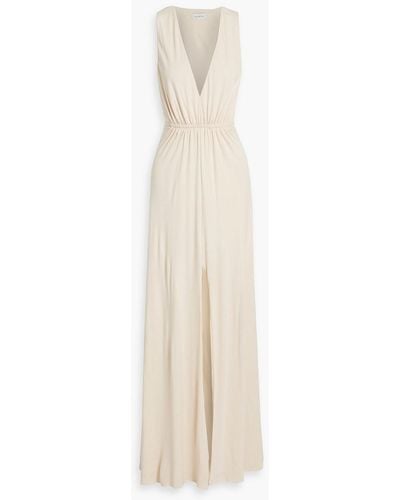 Halston Megan Cutout Ruched Jersey Maxi Dress - White