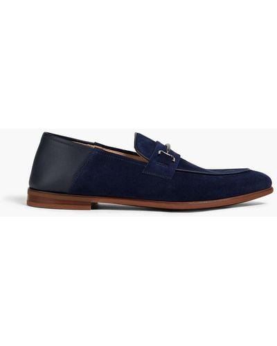 Dunhill Embellished Suede Collapsible-heel Loafers - Blue