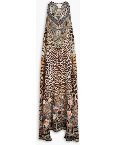 Camilla Crystal-embellished Printed Silk Crepe De Chine Maxi Dress - Natural