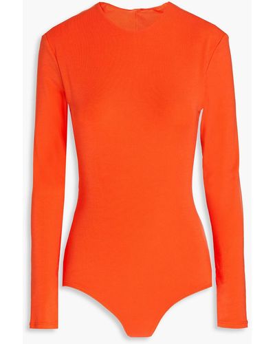 Paris Georgia Basics Open-back Stretch-tm Jersey Bodysuit - Orange