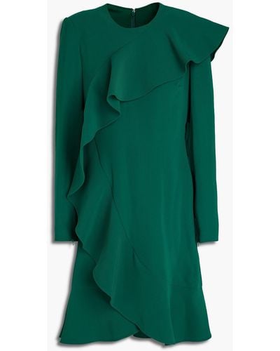 Elie Saab Ruffled Crepe Mini Dress - Green