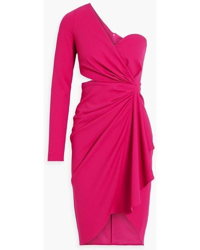 ONE33 SOCIAL One-shoulder Cutout Draped Crepe Dress - Pink