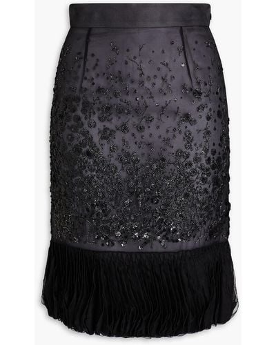 Valentino Garavani Embellished Silk-chiffon Skirt - Black