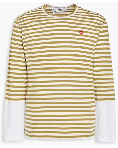 Comme des Garçons Appliquéd Striped Cotton-jersey T-shirt - Natural