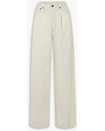 R13 Damon Pleated High-rise Wide-leg Jeans - White
