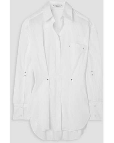 JW Anderson Oversized Pleated Cotton-poplin Shirt - White