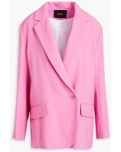 Maje Double-breasted Crepe Blazer - Pink