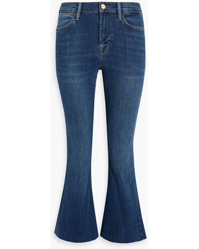 FRAME Le High Cropped High-rise Flared Jeans - Blue