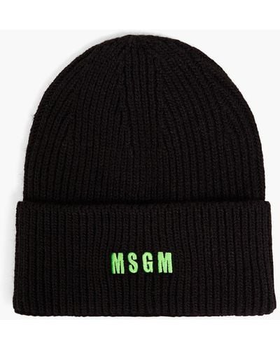 MSGM Logo-embroidered Knitted Beanie - Black