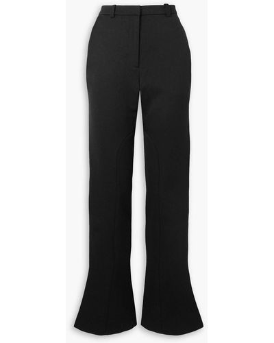 Wales Bonner Coltrane Wool And Cotton-blend Drill Flared Pants - Black