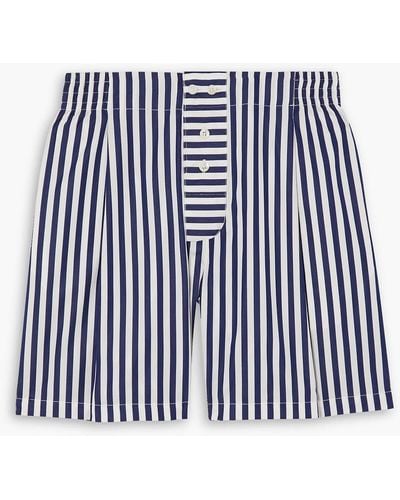 SEBLINE Boxer Striped Cotton-poplin Shorts - Blue