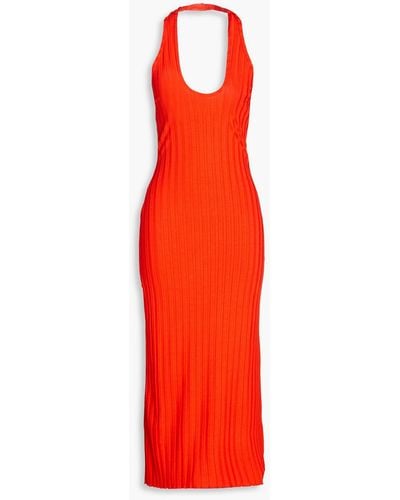 Simon Miller Janga Ribbed Jersey Midi Halterneck Dress - Red