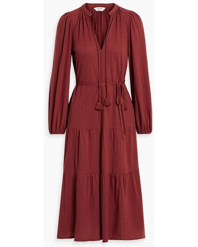 Joie Mulberry Tie Pointelle-knit Midi Dress - Red