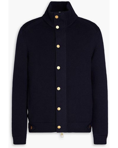 Dunhill Ribbed Wool-blend Jacket - Blue