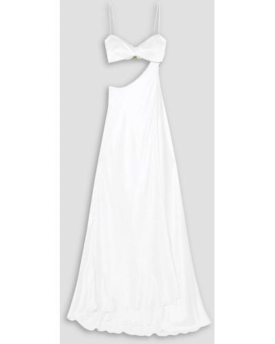 Michael Lo Sordo Symic Cutout Crystal-embellished Silk-satin Gown - White