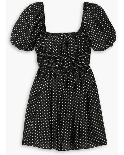 Matteau Polka-dot Cotton And Silk-blend Voile Mini Dress - Black