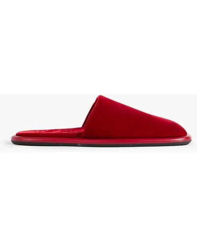 Khaite Monaco Leather-trimmed Velvet Slippers - Red
