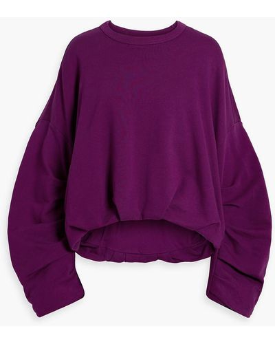 Dries Van Noten Oversized Gathered Cotton-jersey Sweatshirt - Purple