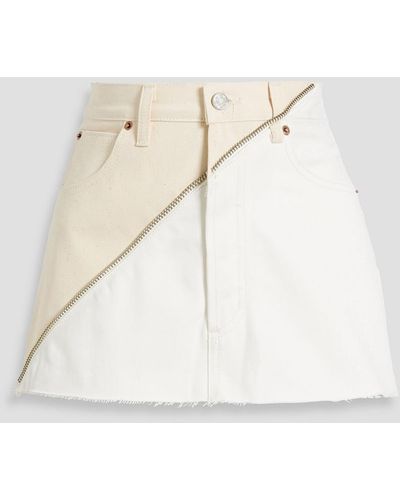 EB DENIM Gemini Zip-detailed Two-tone Denim Mini Skirt - Natural