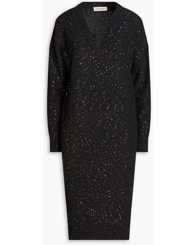 Gentry Portofino Sequin-embellished Wool-blend Dress - Black