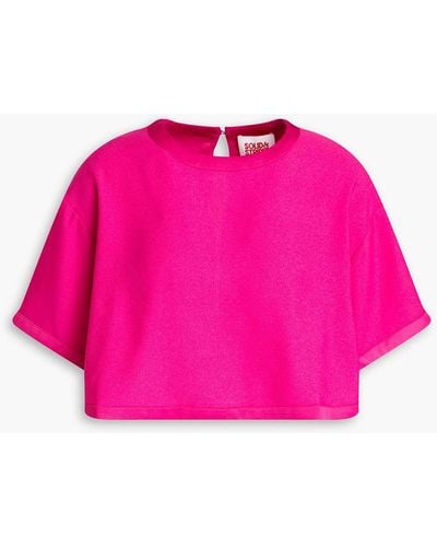Solid & Striped Cropped Satin-crepe Top - Pink