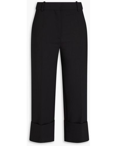 Valentino Garavani Cropped Wool-blend Stretch-crepe Straight-leg Pants - Black