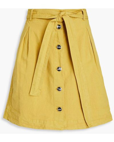 Rodebjer Arlette Pleated Cotton And Linen-blend Mini Skirt - Yellow