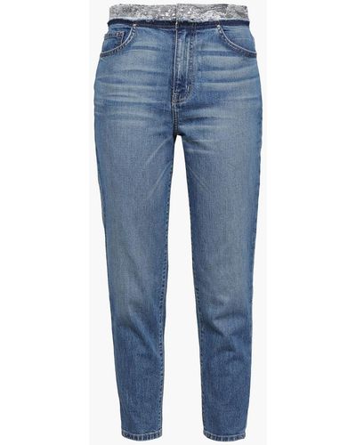 IRO Jones Cropped Sequin-embellished High-rise Slim-leg Jeans - Blue