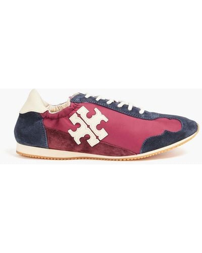 Tory Burch Appliquéd Suede And Shell Trainers - Red