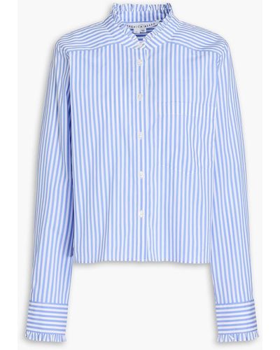 Veronica Beard Whitman striped cotton-blend poplin shirt - Blau
