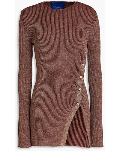 Simon Miller Gaia Metallic Ribbed-knit Sweater - Brown