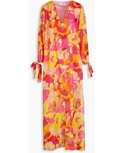 Sundress Dolores Floral-print Cotton-blend Voile Maxi Dress - Orange
