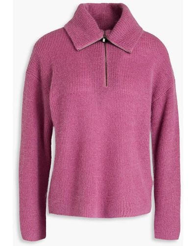 Vince Ribbed-knit Half-zip Jumper - Pink