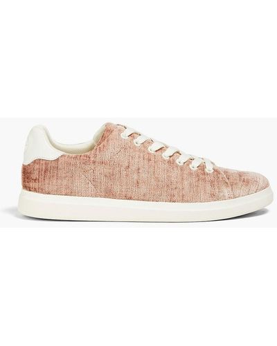 Tory Burch Howell Leather And Velvet Trainers - Pink