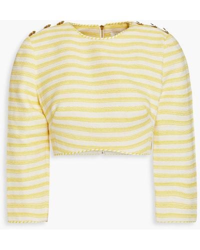 Zimmermann Cropped Striped Cotton-blend Top - Yellow