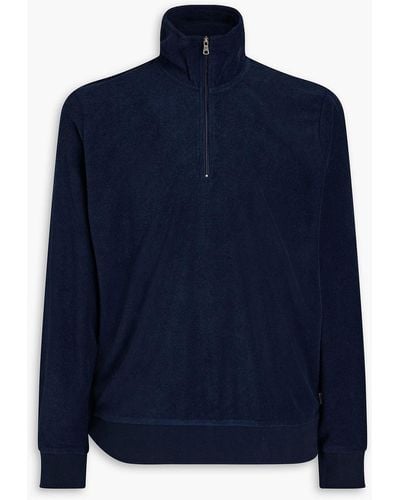 Onia Cotton-blend Terry Half-zip Sweatshirt - Blue